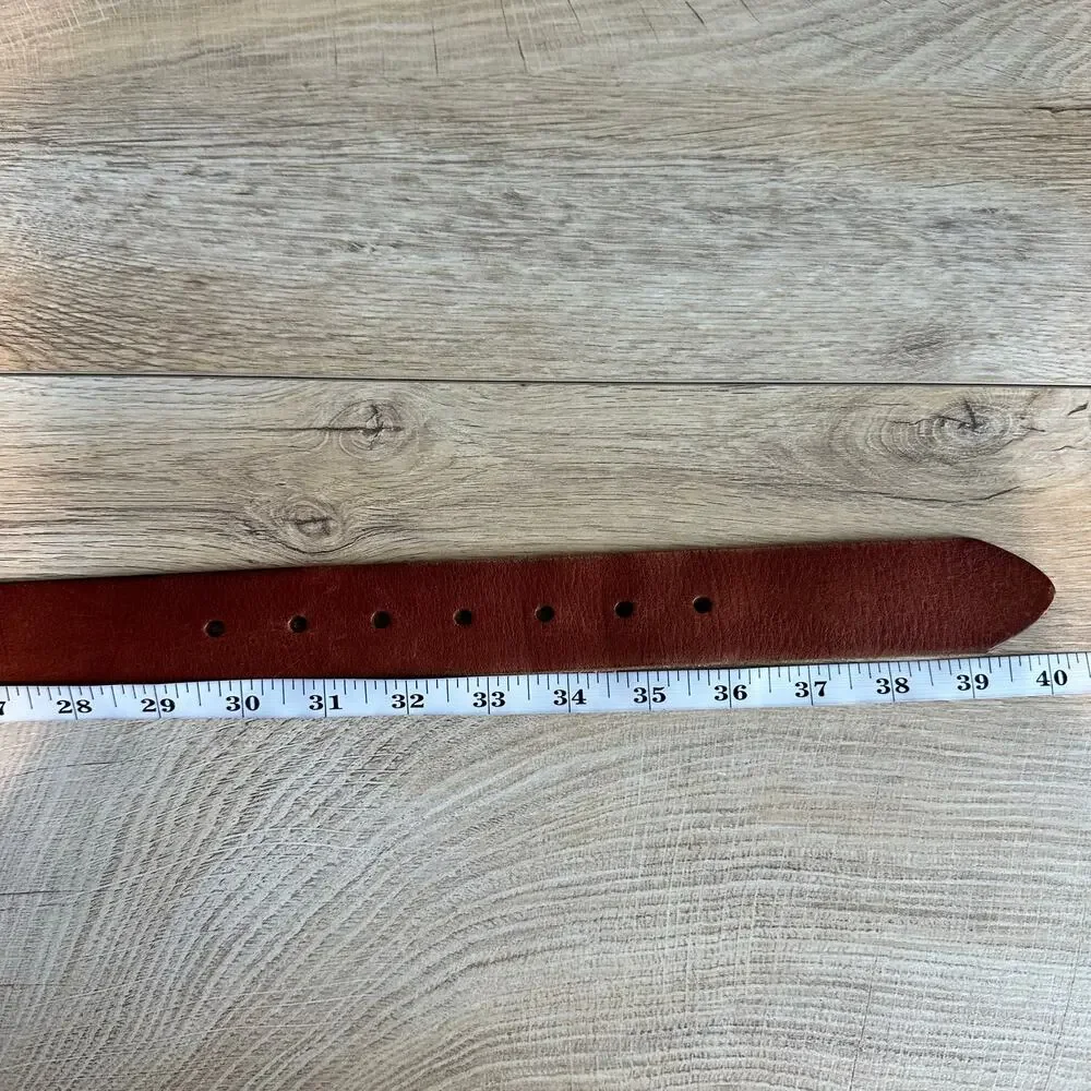 American Eagle Vintage Y2K Brown Leather Belt Silver Logo 32